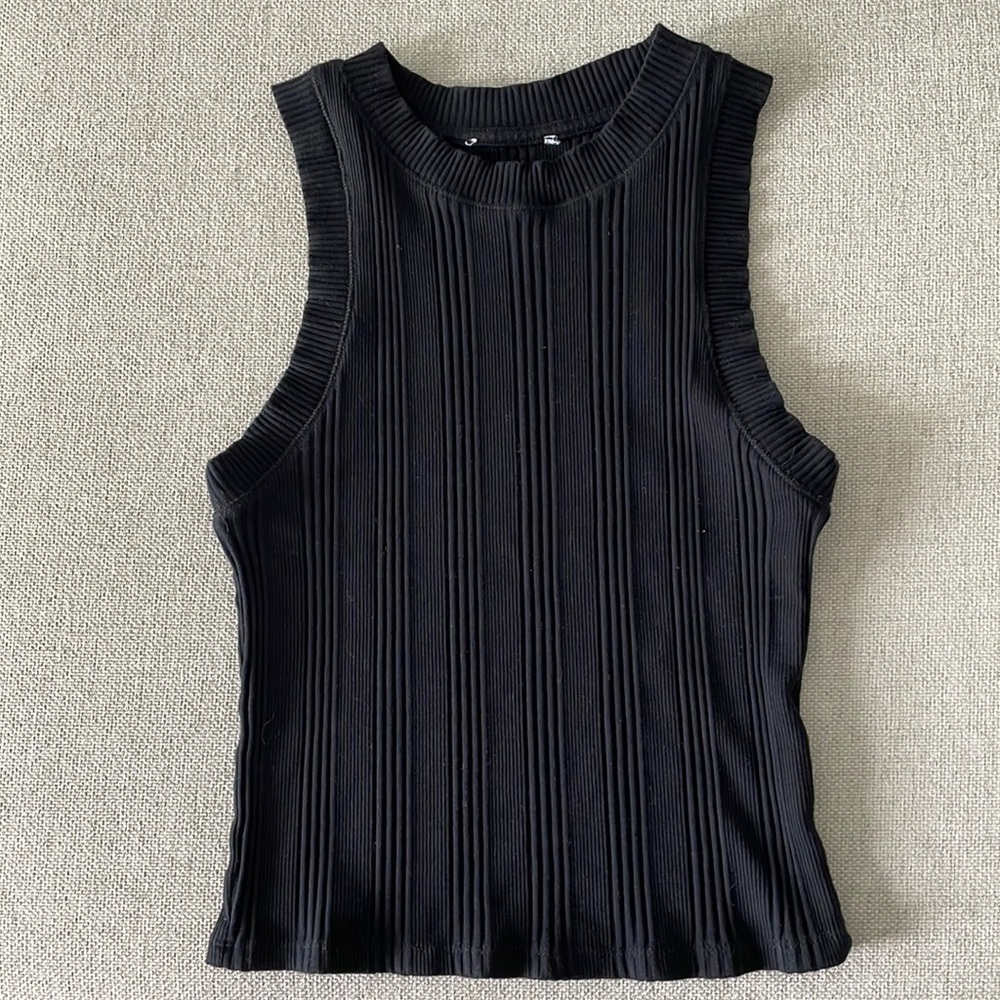 Women's Crop Ribbed Sweater Vest - Zara - Black S